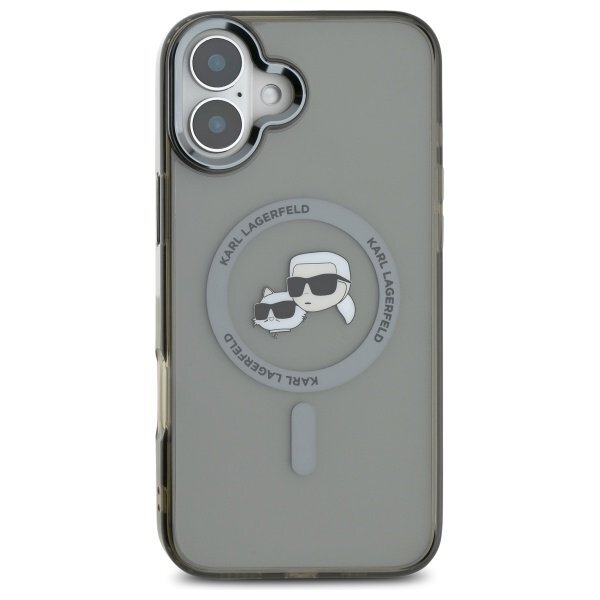 iPhone 16 Plus Karl Lagerfeld IML Metal Karl & Choupette Head MagSafe dėklas – juodas 2