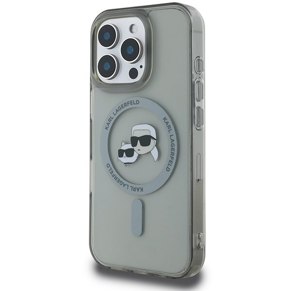 iPhone 16 Pro Karl Lagerfeld IML Metal Karl & Choupette Head MagSafe dėklas – juodas 1