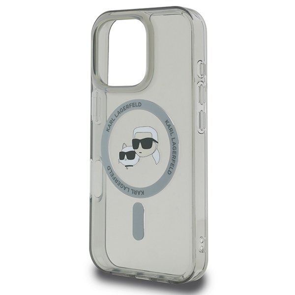 iPhone 16 Pro Karl Lagerfeld IML Metal Karl & Choupette Head MagSafe dėklas – juodas 5