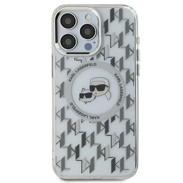Dėklas Karl Lagerfeld IML Monogram Karl  Choupette Head MagSafe iPhone 15  - Skaidrus Dėklas Karl Lagerfeld IML Monogram Karl  Choupette Head MagSafe iPhone 15  - Skaidrus