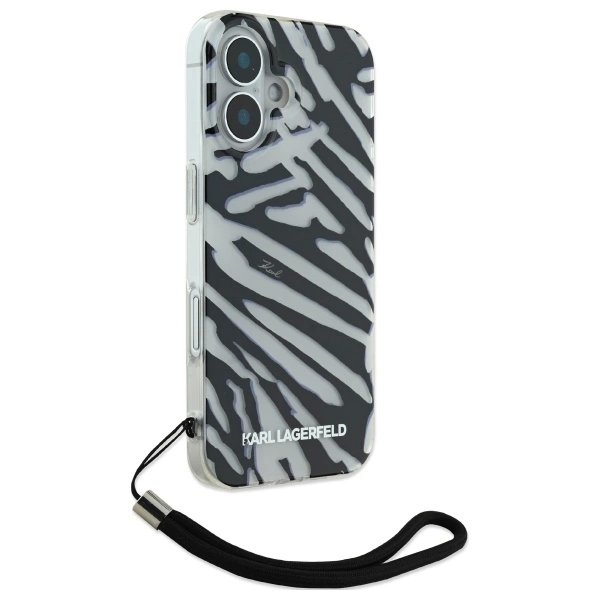 Dėklas Karl Lagerfeld IML Zebra Pattern Cord iPhone 16 - Juodas 2 Dėklas Karl Lagerfeld IML Zebra Pattern Cord iPhone 16 - Juodas 2