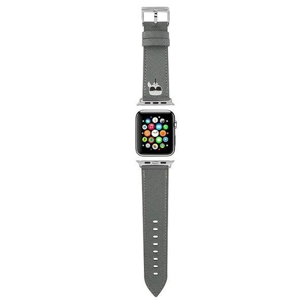Karl Lagerfeld KLAWMOKHG Apple Watch Apyrankė 38/40 / 41mm Pilka Apyrankė Saffiano Karl Heads Karl Lagerfeld KLAWMOKHG Apple Watch Apyrankė 38/40 / 41mm Pilka Apyrankė Saffiano Karl Heads