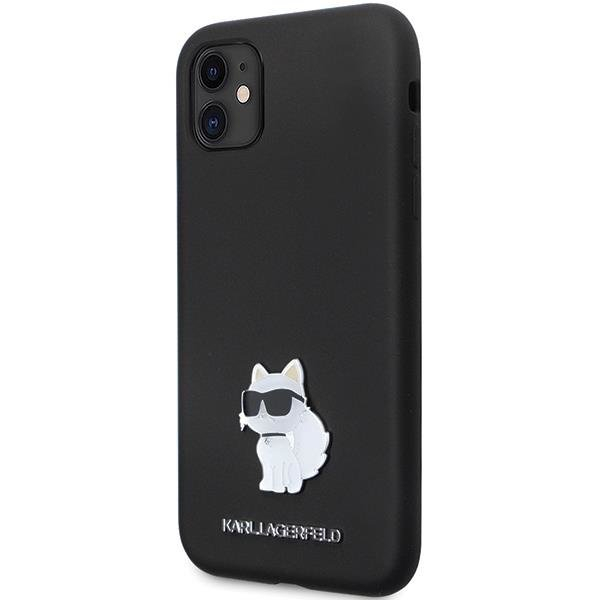 Originalus dėklas Karl Lagerfeld KLHCN61SMHCNPK case skirta iPhone 11 / Xr - Juodas Silicone C Metal Pin 1 Originalus dėklas Karl Lagerfeld KLHCN61SMHCNPK case skirta iPhone 11 / Xr - Juodas Silicone C Metal Pin 1