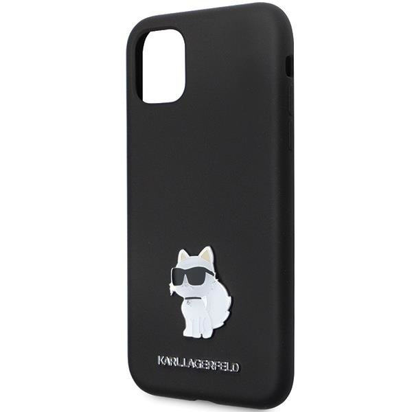 Originalus dėklas Karl Lagerfeld KLHCN61SMHCNPK case skirta iPhone 11 / Xr - Juodas Silicone C Metal Pin 5