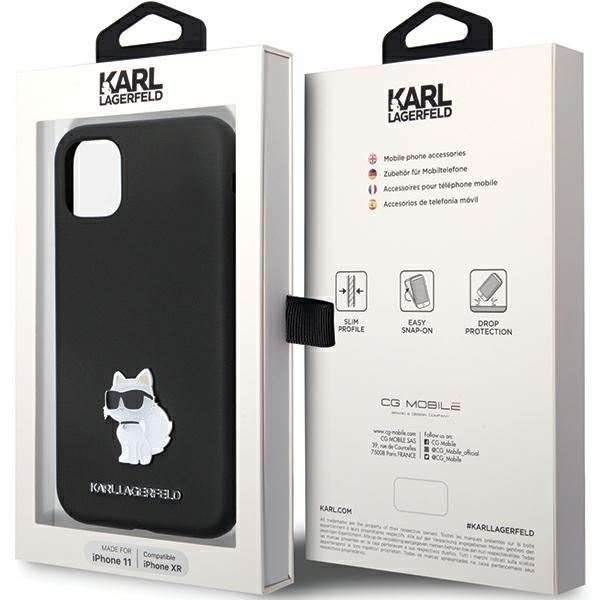 Originalus dėklas Karl Lagerfeld KLHCN61SMHCNPK case skirta iPhone 11 / Xr - Juodas Silicone C Metal Pin 7 Originalus dėklas Karl Lagerfeld KLHCN61SMHCNPK case skirta iPhone 11 / Xr - Juodas Silicone C Metal Pin 7