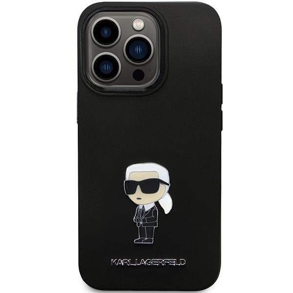 Originalus dėklas Karl Lagerfeld KLHCP13LSMHKNPK case skirta iPhone 13 Pro / 13 - Juodas Silicone Ikonik Metal Pin 2 Originalus dėklas Karl Lagerfeld KLHCP13LSMHKNPK case skirta iPhone 13 Pro / 13 - Juodas Silicone Ikonik Metal Pin 2
