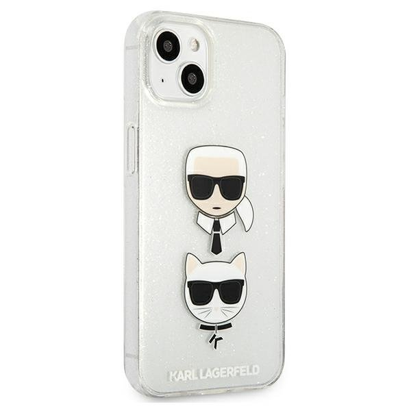 Originalus Karl Lagerfeld dėklas KLHCP13SKCTUGLS iPhone 13 mini 5,4" Sidabrinis Glitter Karl`s & Choupette 3 Originalus Karl Lagerfeld dėklas KLHCP13SKCTUGLS iPhone 13 mini 5,4" Sidabrinis Glitter Karl`s & Choupette 3