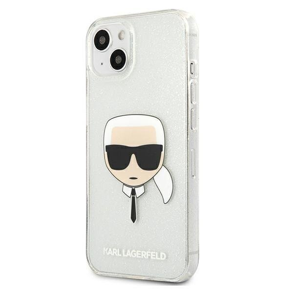Oriignalus Karl Lagerfeld dėklas KLHCP13SKHTUGLS iPhone 13 mini 5,4" Sidabrinis Glitter Karl`s Head 1
