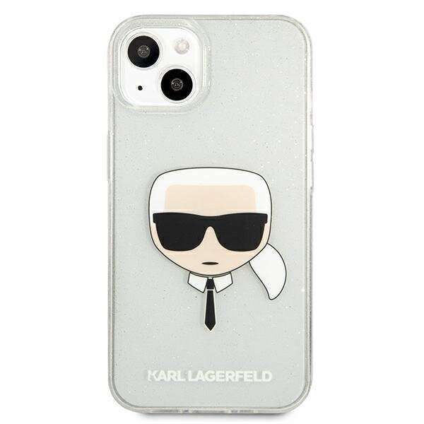 Oriignalus Karl Lagerfeld dėklas KLHCP13SKHTUGLS iPhone 13 mini 5,4" Sidabrinis Glitter Karl`s Head 2