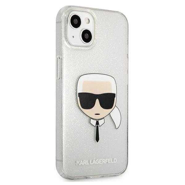 Oriignalus Karl Lagerfeld dėklas KLHCP13SKHTUGLS iPhone 13 mini 5,4" Sidabrinis Glitter Karl`s Head 3