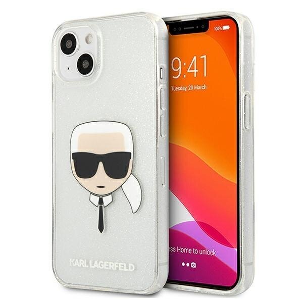 Oriignalus Karl Lagerfeld dėklas KLHCP13SKHTUGLS iPhone 13 mini 5,4" Sidabrinis Glitter Karl`s Head Oriignalus Karl Lagerfeld dėklas KLHCP13SKHTUGLS iPhone 13 mini 5,4" Sidabrinis Glitter Karl`s Head
