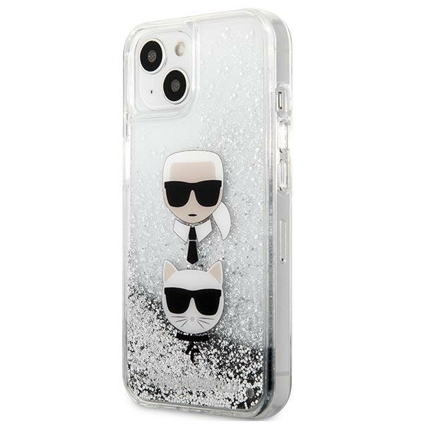 Originalus dėklas Karl Lagerfeld KLHCP13SKICGLS iPhone 13 mini 5,4 Sidabrinis Liquid Glitter Karl & Choupette Head 1 Originalus dėklas Karl Lagerfeld KLHCP13SKICGLS iPhone 13 mini 5,4 Sidabrinis Liquid Glitter Karl & Choupette Head 1