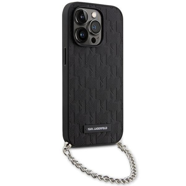 Dėklas Karl Lagerfeld Saffiano Monogram Chain KLHCP14LSACKLHPK iPhone 14 Pro Juodas 2 Dėklas Karl Lagerfeld Saffiano Monogram Chain KLHCP14LSACKLHPK iPhone 14 Pro Juodas 2