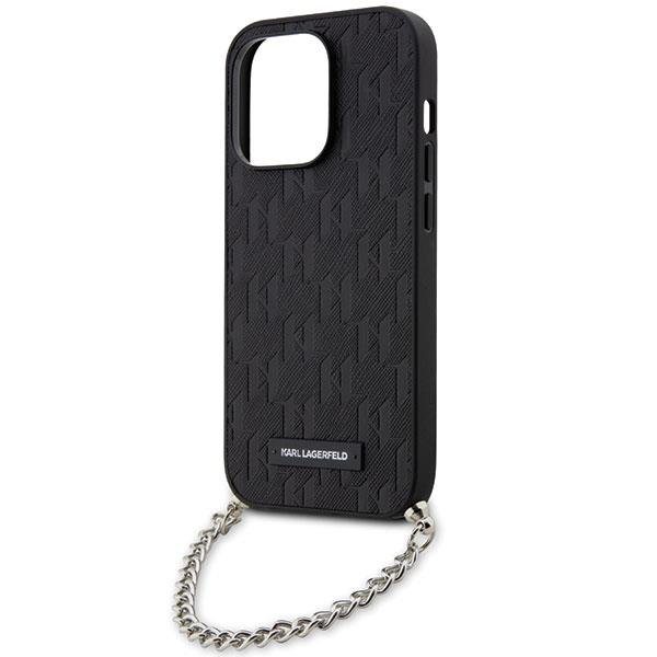Dėklas Karl Lagerfeld Saffiano Monogram Chain KLHCP14LSACKLHPK iPhone 14 Pro Juodas 4 Dėklas Karl Lagerfeld Saffiano Monogram Chain KLHCP14LSACKLHPK iPhone 14 Pro Juodas 4