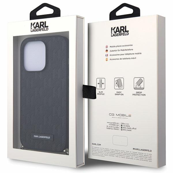 Dėklas Karl Lagerfeld Saffiano Monogram Chain KLHCP14LSACKLHPK iPhone 14 Pro Juodas 6 Dėklas Karl Lagerfeld Saffiano Monogram Chain KLHCP14LSACKLHPK iPhone 14 Pro Juodas 6