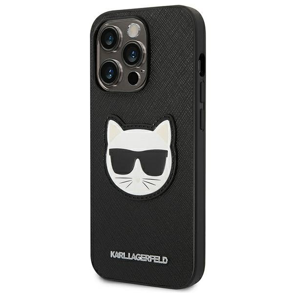 Dėklas Karl Lagerfeld Saffiano Choupette Head Patch KLHCP14LSAPCHK iPhone 14 Pro Juodas 1