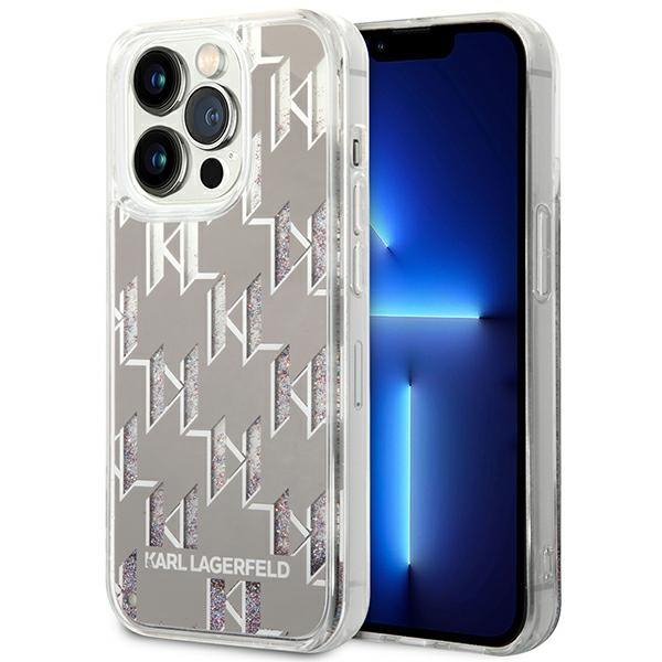 Dėklas Karl Lagerfeld Liquid Glitter Monogram KLHCP14XLMNMS iPhone 14 Pro Max Sidabrinis Dėklas Karl Lagerfeld Liquid Glitter Monogram KLHCP14XLMNMS iPhone 14 Pro Max Sidabrinis