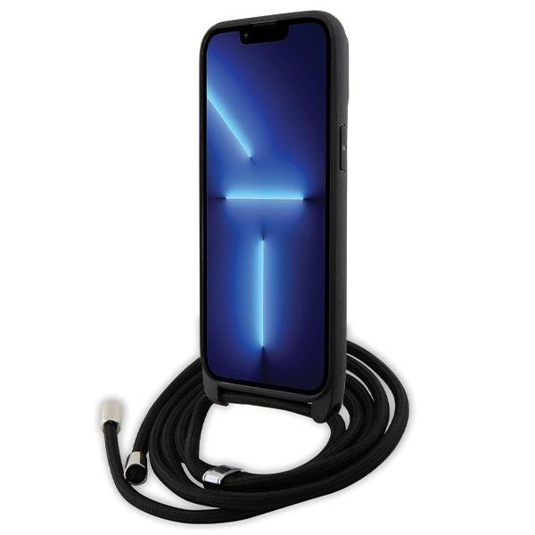 Originalus dėklas Karl Lagerfeld KLHCP14XSAKCPSK case skirta iPhone 14 Pro Max 6.7  hardcase - Juodas Crossbody Saffiano Metal Pin Karl& Choupette 3 Originalus dėklas Karl Lagerfeld KLHCP14XSAKCPSK case skirta iPhone 14 Pro Max 6.7  hardcase - Juodas Crossbody Saffiano Metal Pin Karl& Choupette 3