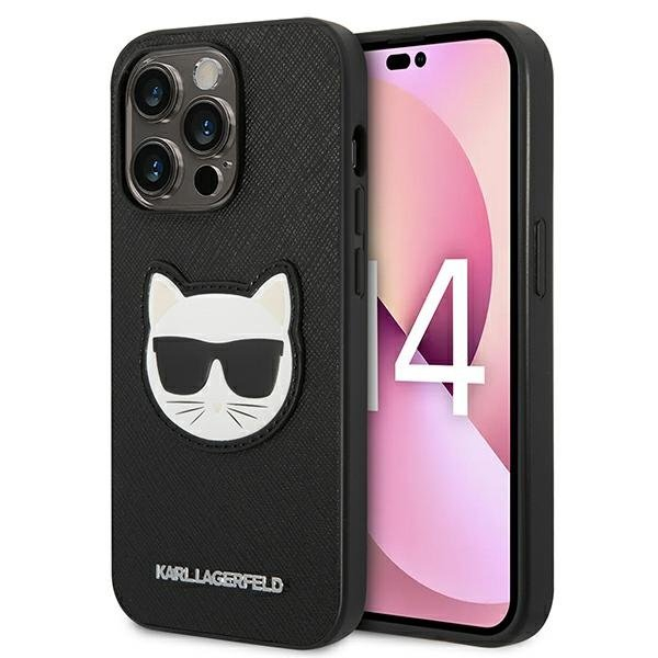 Dėklas Karl Lagerfeld Saffiano Choupette Head Patch KLHCP14XSAPCHK iPhone 14 Pro Max Juodas Dėklas Karl Lagerfeld Saffiano Choupette Head Patch KLHCP14XSAPCHK iPhone 14 Pro Max Juodas
