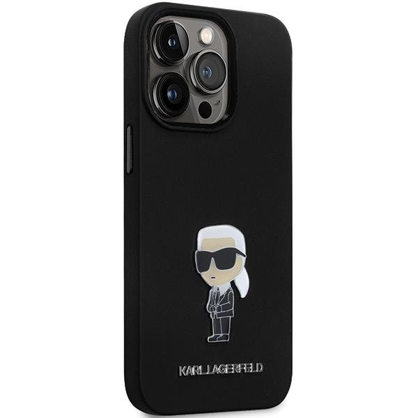 Originalus dėklas Karl Lagerfeld KLHCP14XSMHKNPK case skirta iPhone 14 Pro Max 6.7  - Juodas Silicone Ikonik Metal Pin 3 Originalus dėklas Karl Lagerfeld KLHCP14XSMHKNPK case skirta iPhone 14 Pro Max 6.7  - Juodas Silicone Ikonik Metal Pin 3