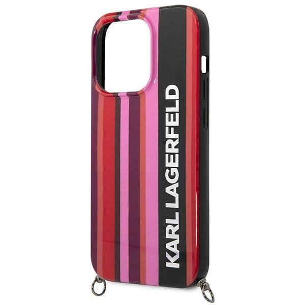 Dėklas Karl Lagerfeld Color Stripes Strap KLHCP14XSTSTP iPhone 14 Pro Max Rožinis 4