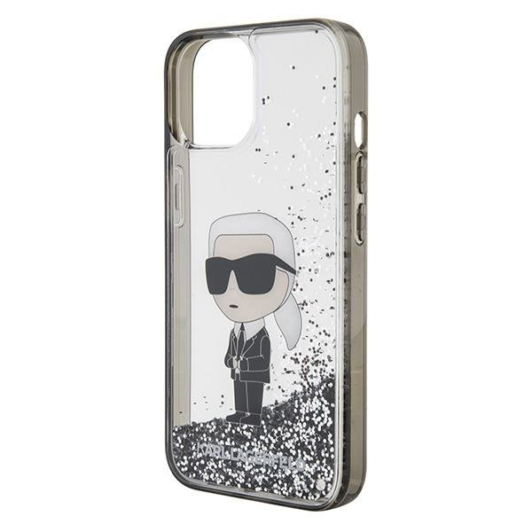 Karl Lagerfeld KLHCP15SLKKNSK iPhone 15 6.1" transparent hardcase Liquid Glitter Ikonik 5 Karl Lagerfeld KLHCP15SLKKNSK iPhone 15 6.1" transparent hardcase Liquid Glitter Ikonik 5