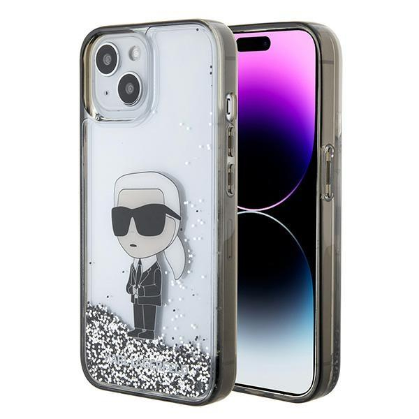 Karl Lagerfeld KLHCP15SLKKNSK iPhone 15 6.1" transparent hardcase Liquid Glitter Ikonik Karl Lagerfeld KLHCP15SLKKNSK iPhone 15 6.1" transparent hardcase Liquid Glitter Ikonik