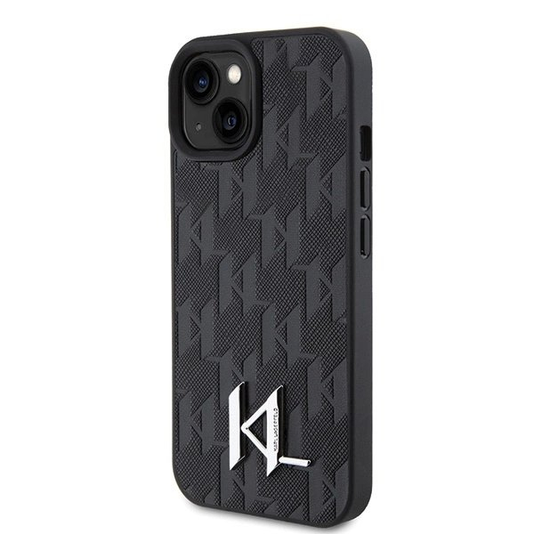Karl Lagerfeld KLHCP15SPKLPKLK iPhone 15 / 14 / 13 6.1" Juodas/Juodas hardcase Odinis Monogram Hot Stamp Metal Logo 1 Karl Lagerfeld KLHCP15SPKLPKLK iPhone 15 / 14 / 13 6.1" Juodas/Juodas hardcase Odinis Monogram Hot Stamp Metal Logo 1