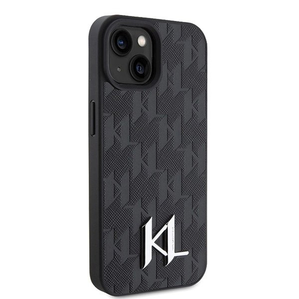 Karl Lagerfeld KLHCP15SPKLPKLK iPhone 15 / 14 / 13 6.1" Juodas/Juodas hardcase Odinis Monogram Hot Stamp Metal Logo 3 Karl Lagerfeld KLHCP15SPKLPKLK iPhone 15 / 14 / 13 6.1" Juodas/Juodas hardcase Odinis Monogram Hot Stamp Metal Logo 3
