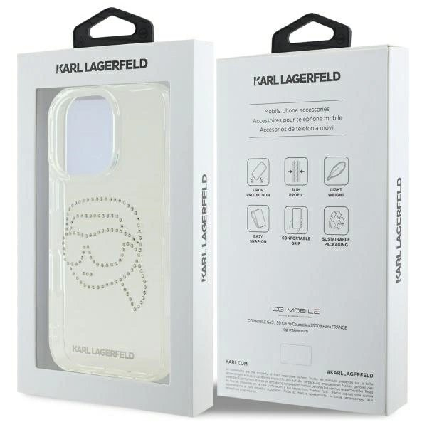 Karl Lagerfeld KLHCP16XHKHDCELT iPhone 16 Pro Max 6.9&quot; Permatomas hardcase IML Rhinestones Karl Head 7