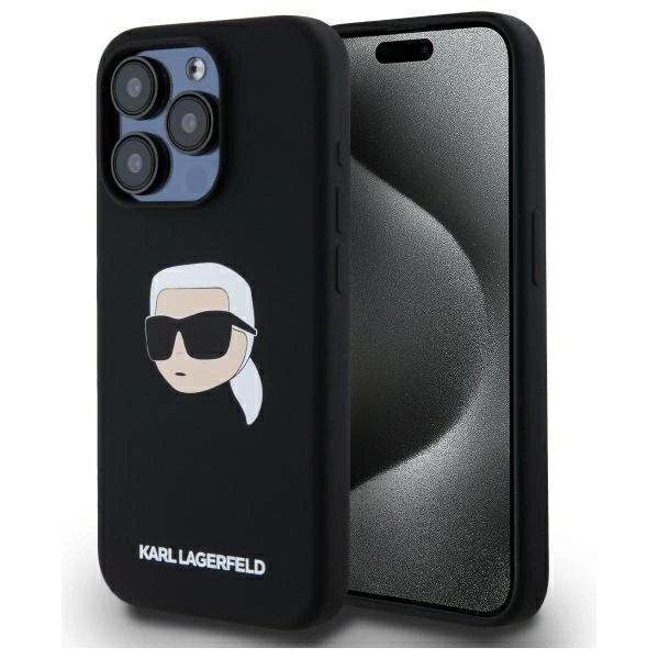 Karl Lagerfeld KLHMP15LSKHPPLK iPhone 15 Pro 6.1" Juodas/Juodas hardcase Silikoninis Karl Head Print MagSafe Karl Lagerfeld KLHMP15LSKHPPLK iPhone 15 Pro 6.1" Juodas/Juodas hardcase Silikoninis Karl Head Print MagSafe