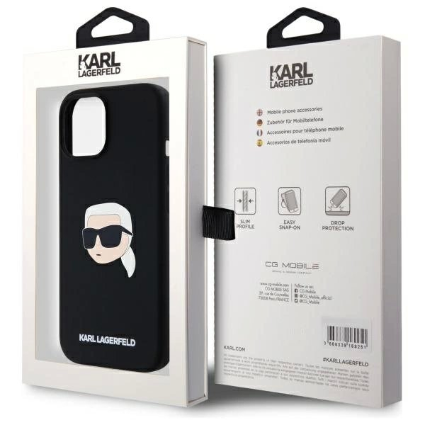 Karl Lagerfeld KLHMP15SSKHPPLK iPhone 15 6.1" Juodas/Juodas hardcase Silikoninis Karl Head Print MagSafe 7 Karl Lagerfeld KLHMP15SSKHPPLK iPhone 15 6.1" Juodas/Juodas hardcase Silikoninis Karl Head Print MagSafe 7