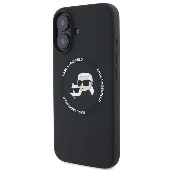 Karl Lagerfeld KLHMP16SSKCHTCK iPhone 16 6.1&quot; Juodas/Juodas hardcase Silikoninis Karl&Choupette Heads MagSafe 1