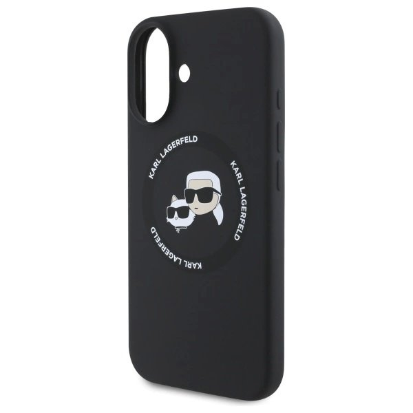 Karl Lagerfeld KLHMP16SSKCHTCK iPhone 16 6.1&quot; Juodas/Juodas hardcase Silikoninis Karl&Choupette Heads MagSafe 5