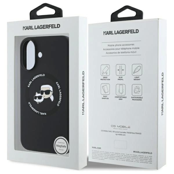 Karl Lagerfeld KLHMP16SSKCHTCK iPhone 16 6.1&quot; Juodas/Juodas hardcase Silikoninis Karl&Choupette Heads MagSafe 7