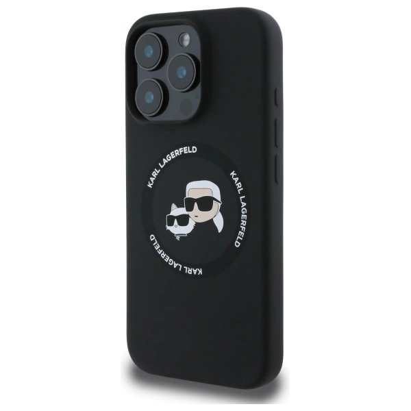 Karl Lagerfeld KLHMP16XSKCHTCK iPhone 16 Pro Max 6.9" Juodas/Juodas hardcase Silikoninis Karl&Choupette Heads MagSafe 1