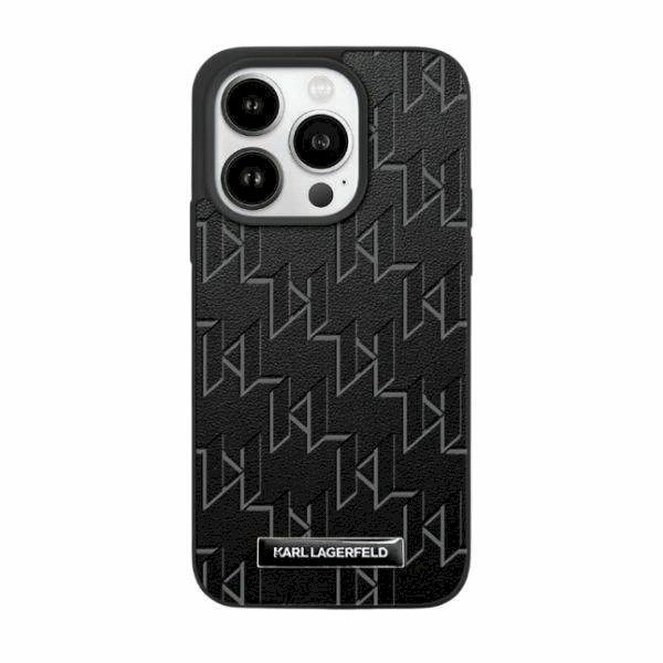 Karl Lagerfeld Leather Monogram Metal Logo dėklas iPhone 15 / 14 / 13 - Juodas Karl Lagerfeld Leather Monogram Metal Logo dėklas iPhone 15 / 14 / 13 - Juodas