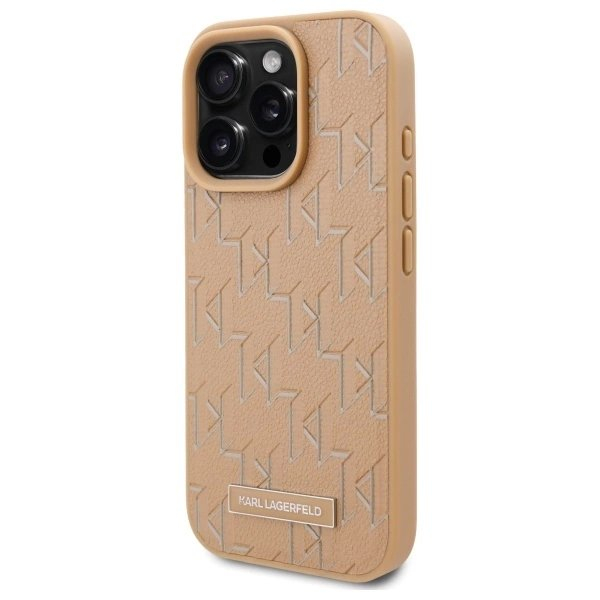 Dėklas Karl Lagerfeld Leather Monogram Metal Logo MagSafe iPhone 16 Pro - Beige 1 Dėklas Karl Lagerfeld Leather Monogram Metal Logo MagSafe iPhone 16 Pro - Beige 1