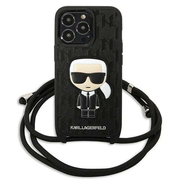 Karl Lagerfeld Odinis Monogram Patch and Cord Iconik Dėklas skirtas iPhone 13 Pro / 13 - Juodas 1
