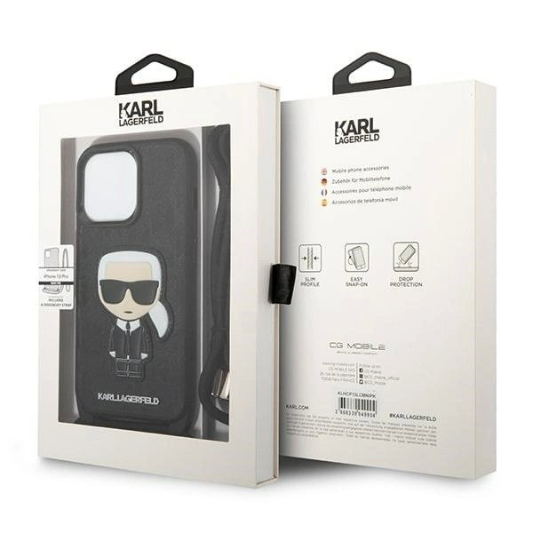 Karl Lagerfeld Odinis Monogram Patch and Cord Iconik Dėklas skirtas iPhone 13 Pro / 13 - Juodas 6