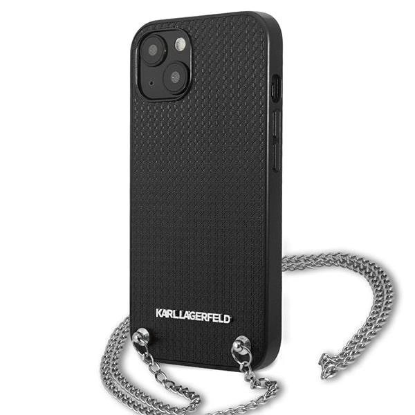 Karl Lagerfeld Odinis Textured and Chain Dėklas skirtas iPhone 13 / 14 / 15 6.1" - Juodas 1 Karl Lagerfeld Odinis Textured and Chain Dėklas skirtas iPhone 13 / 14 / 15 6.1" - Juodas 1