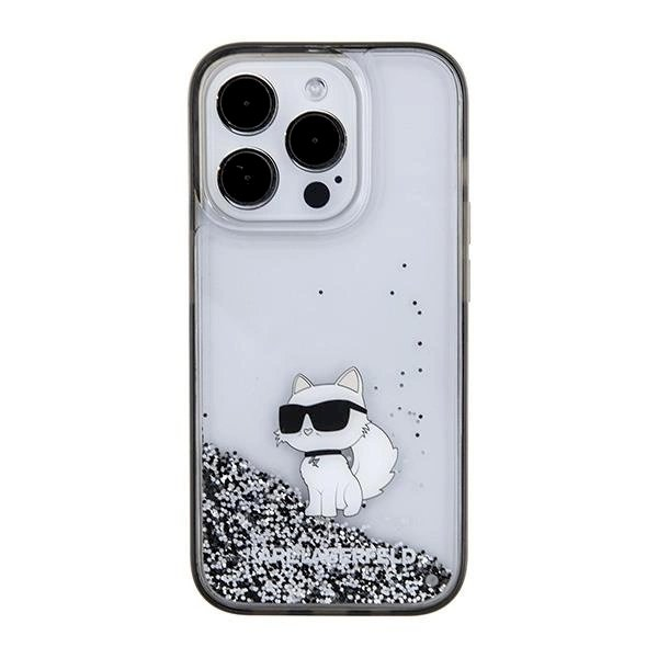 Karl Lagerfeld Liquid Glitter Choupette dėklas skirtas iPhone 15 Pro Max - Permatomas 2 Karl Lagerfeld Liquid Glitter Choupette dėklas skirtas iPhone 15 Pro Max - Permatomas 2