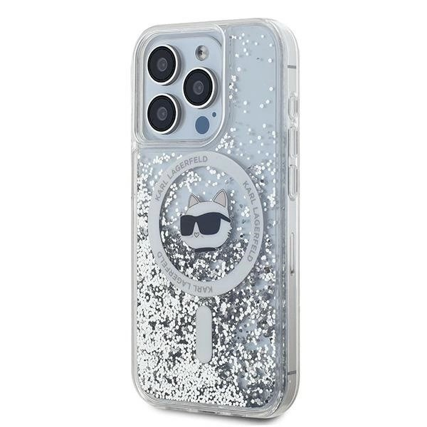 Karl Lagerfeld Liquid Glitter Choupette Head MagSafe dėklas iPhone 15 Pro - Permatomas 1 Karl Lagerfeld Liquid Glitter Choupette Head MagSafe dėklas iPhone 15 Pro - Permatomas 1