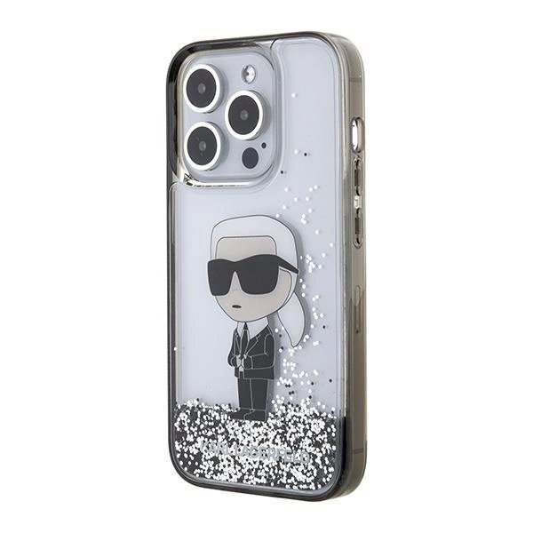 Karl Lagerfeld Liquid Glitter Ikonik dėklas skirtas iPhone 15 Pro - Permatomas 1 Karl Lagerfeld Liquid Glitter Ikonik dėklas skirtas iPhone 15 Pro - Permatomas 1