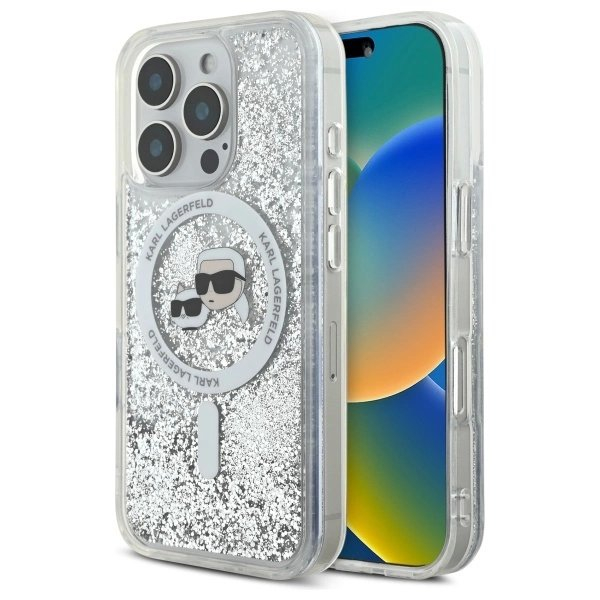 Dėklas Karl Lagerfeld Liquid Glitter Karl  Choupette Head Magsafe  iPhone 16 Pro Max - Skaidrus Dėklas Karl Lagerfeld Liquid Glitter Karl  Choupette Head Magsafe  iPhone 16 Pro Max - Skaidrus