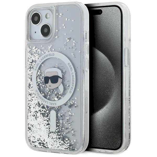 Karl Lagerfeld Liquid Glitter Karl Head MagSafe dėklas iPhone 15 / 14 / 13 - Permatomas Karl Lagerfeld Liquid Glitter Karl Head MagSafe dėklas iPhone 15 / 14 / 13 - Permatomas