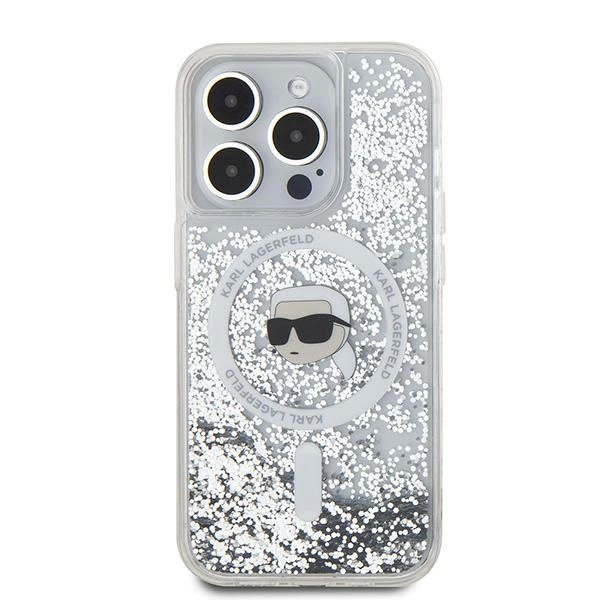 Karl Lagerfeld Liquid Glitter Karl Head MagSafe dėklas iPhone 15 Pro - Permatomas 2 Karl Lagerfeld Liquid Glitter Karl Head MagSafe dėklas iPhone 15 Pro - Permatomas 2