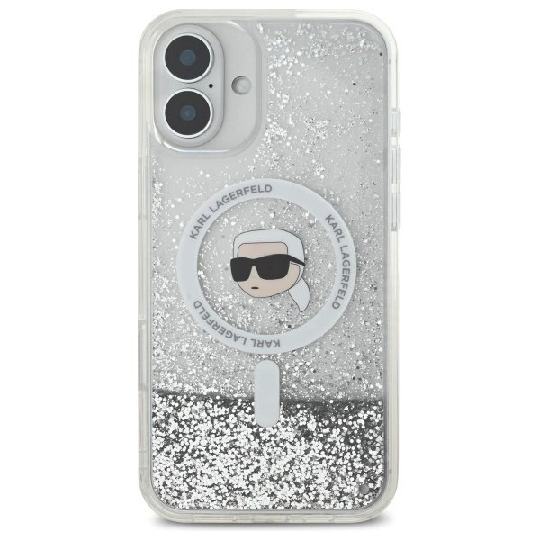 Dėklas Karl Lagerfeld Liquid Glitter Karl Head Magsafe  iPhone 16 Plus - Skaidrus 2
