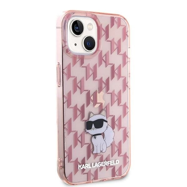 Karl Lagerfeld Monogram Choupette dėklas skirtas iPhone 15 - Rožinis 3 Karl Lagerfeld Monogram Choupette dėklas skirtas iPhone 15 - Rožinis 3