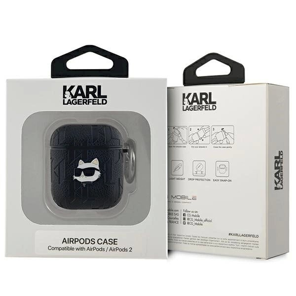 Karl Lagerfeld Monogram Choupette Head dėklas AirPods 1 / 2 - Juodas 2 Karl Lagerfeld Monogram Choupette Head dėklas AirPods 1 / 2 - Juodas 2